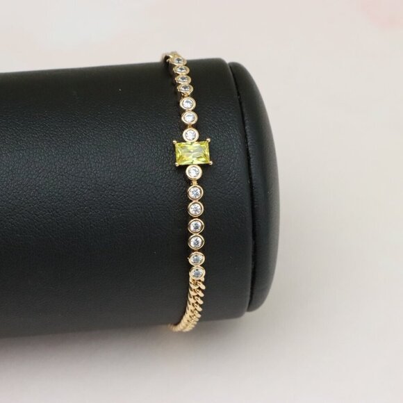 "Delicate Yellow Stone & Crystal Rose Gold Bracelet, XPBL0765 - Picture 6 of 10